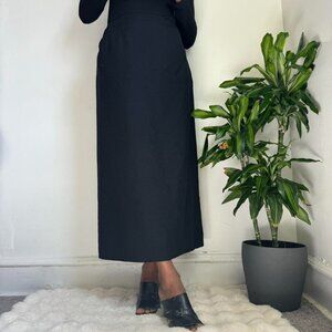 Vintage‎ minimalist black straight midi skirt